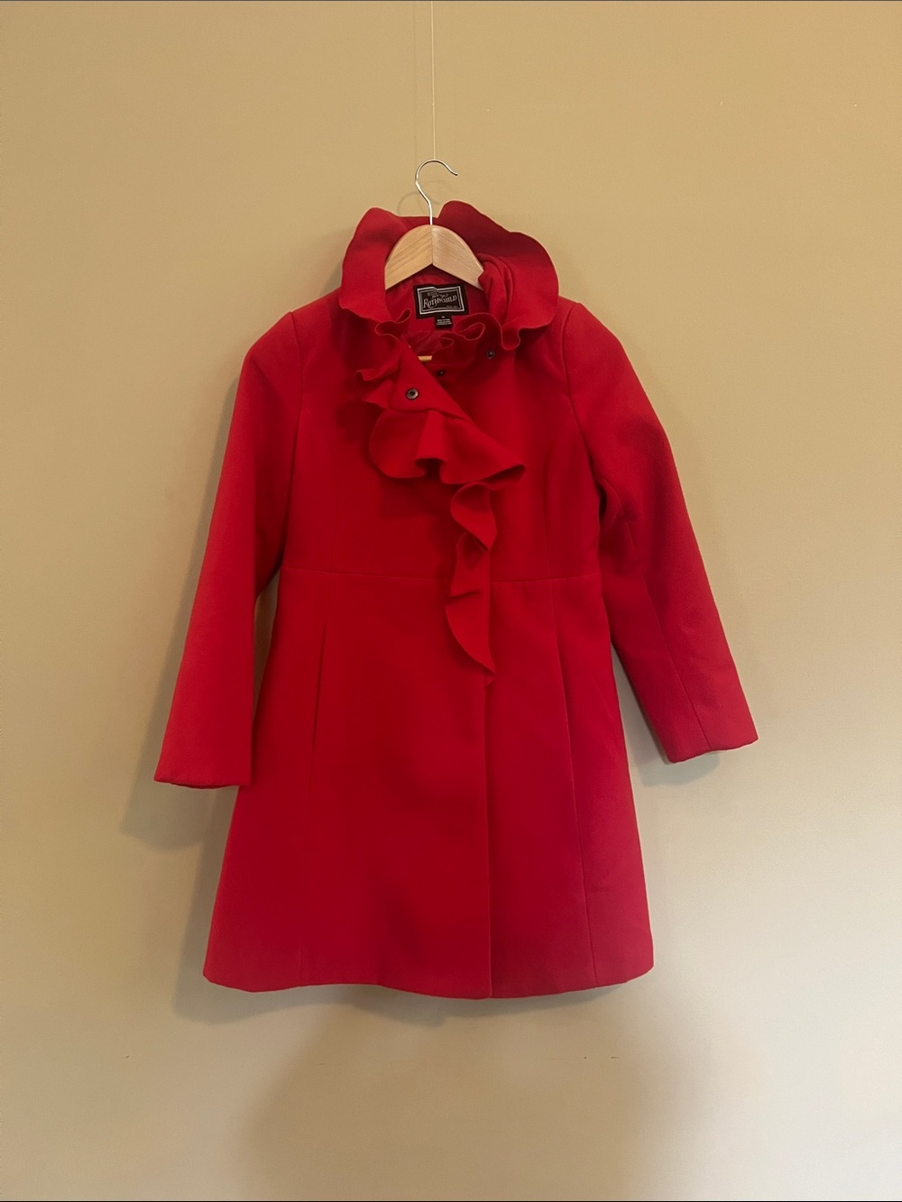 Rothschild Girls' Red Ruffle-Trim Lined Coat -
